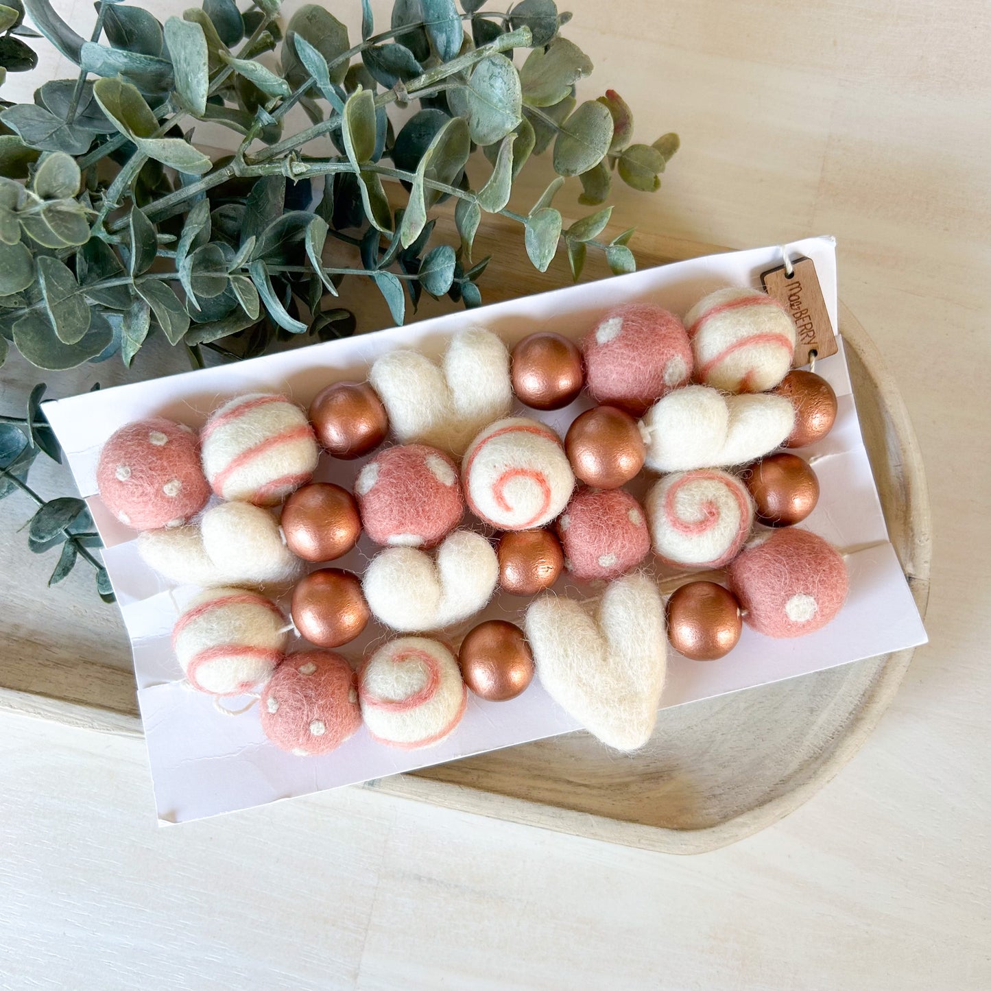 Rose Gold White Hearts Garland