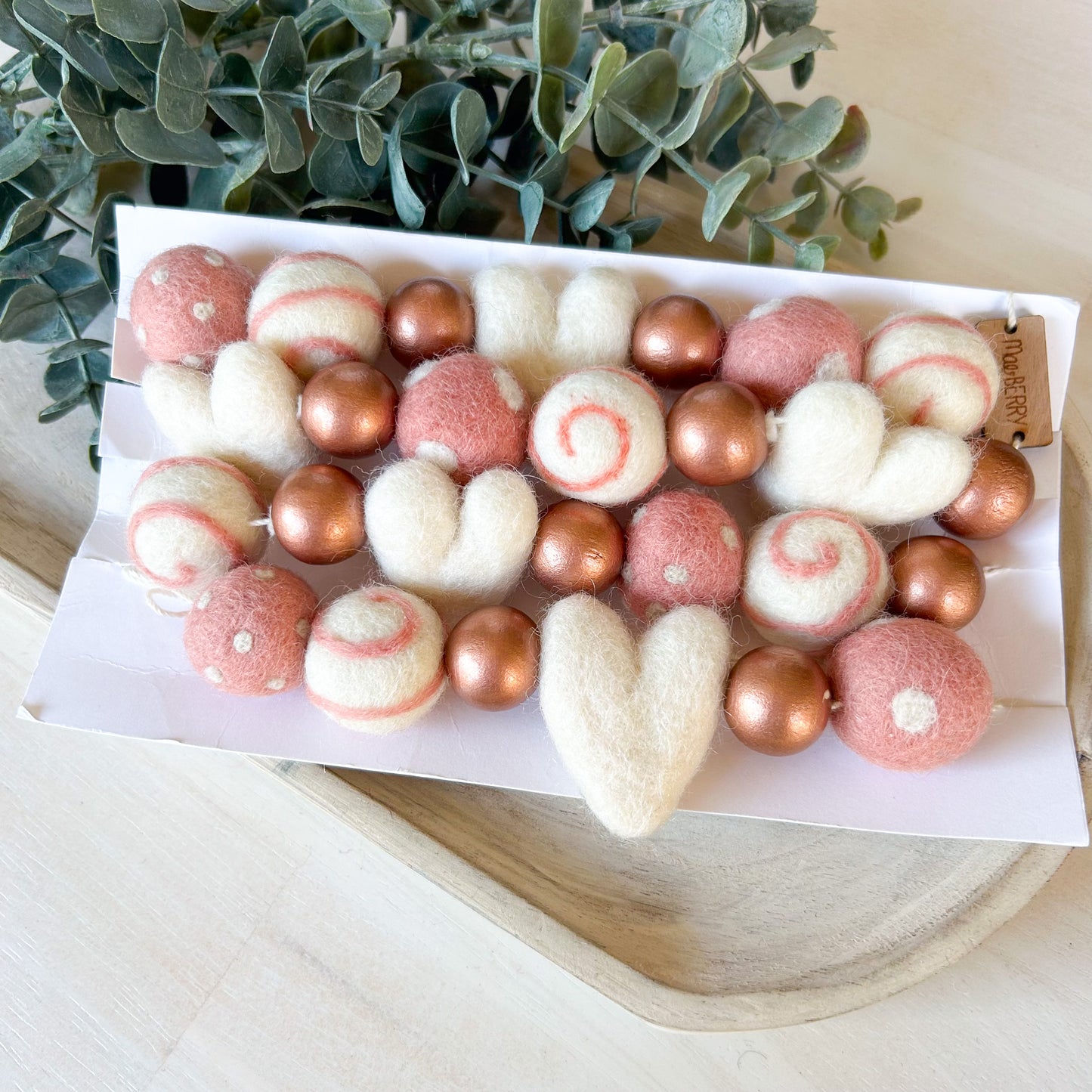 Rose Gold White Hearts Garland