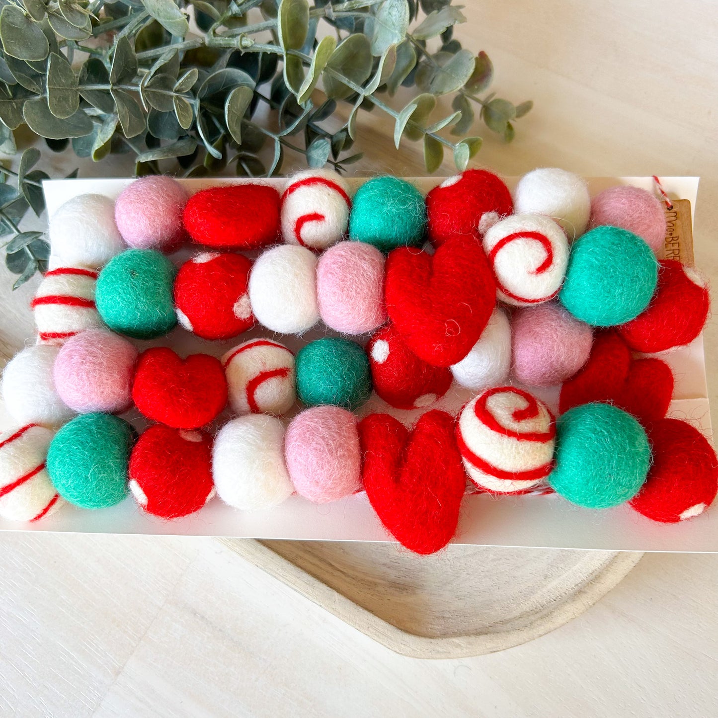 Red, Teal & Pink Hearts Garland