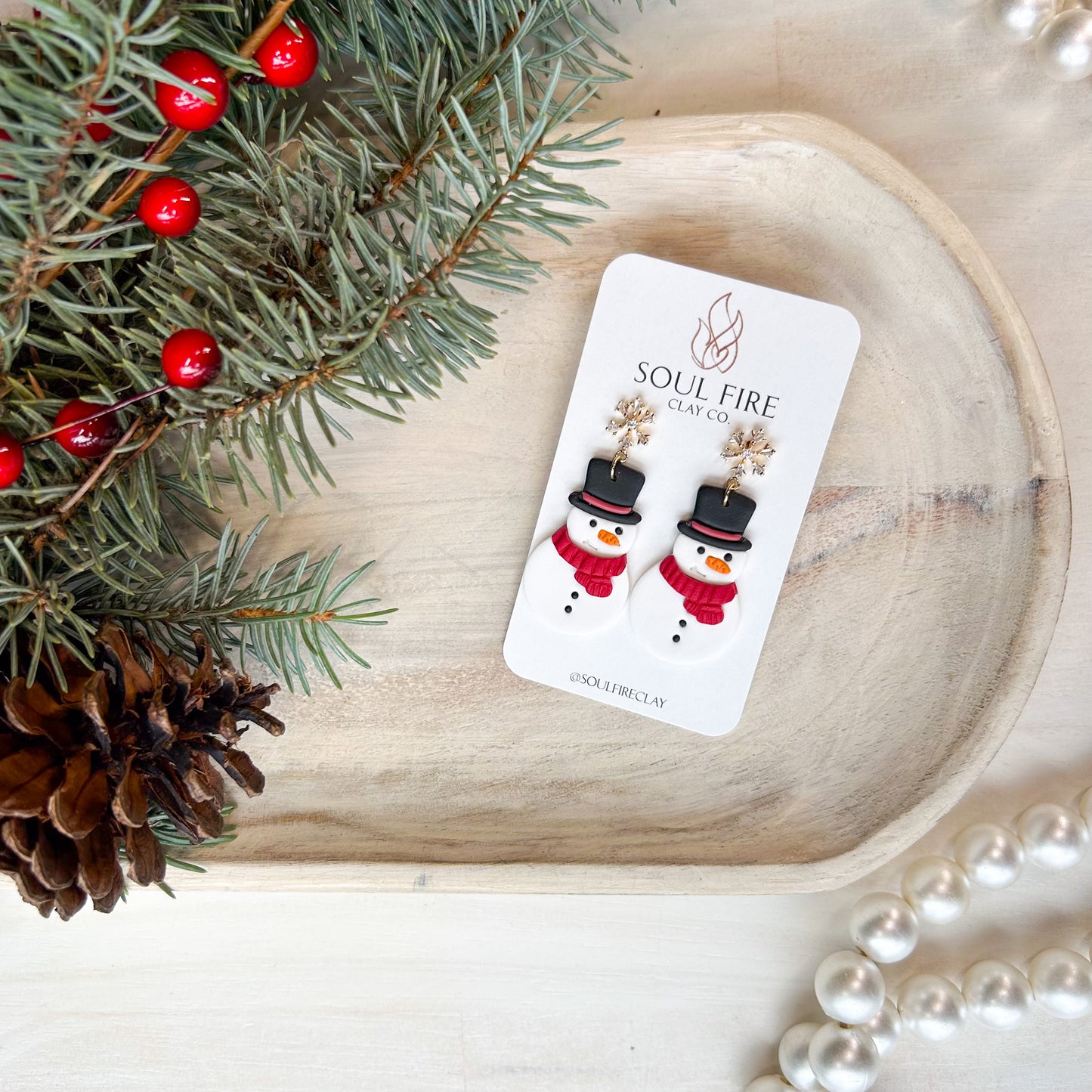 Snowman - Frosty - Christmas Statement Earrings