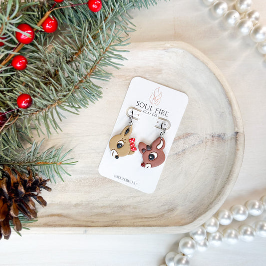 Rudolph & Clarice - Christmas Statement Earrings