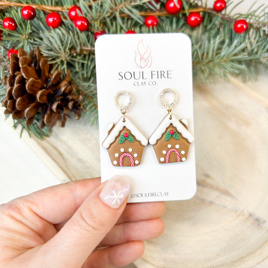 Gingerbread House - Christmas Statement Earrings