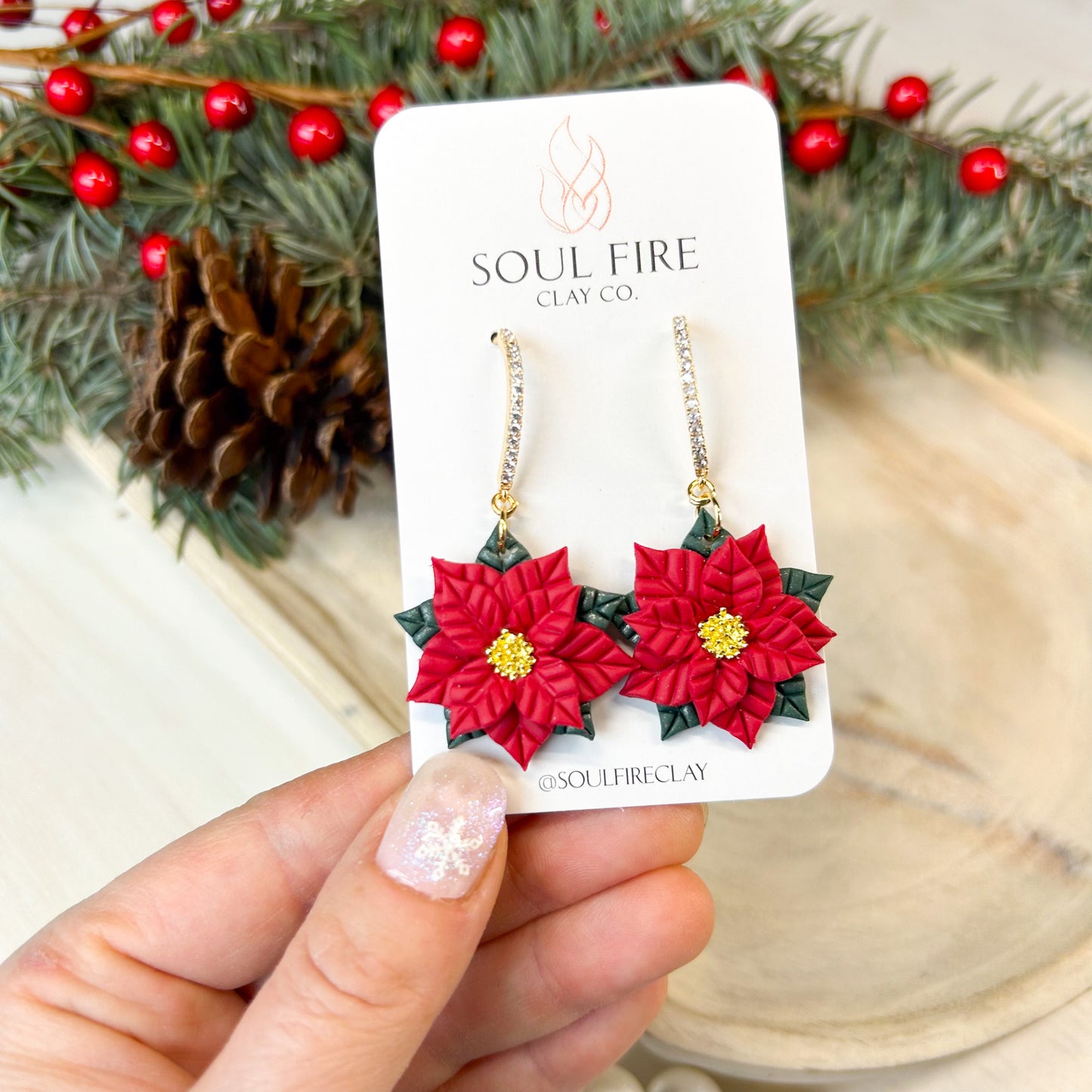 Poinsettia - Christmas Statement Earrings