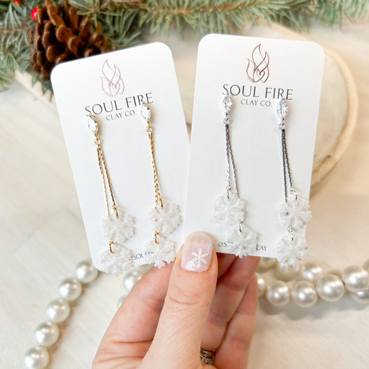 Blizzard - Snowflake Winter - Christmas Statement Earrings