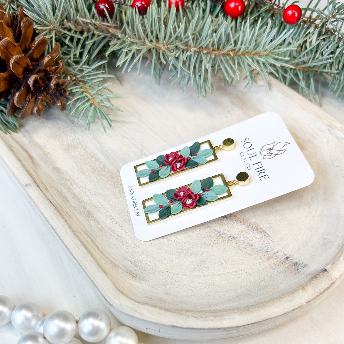 Winter Florals - Christmas Statement Earrings