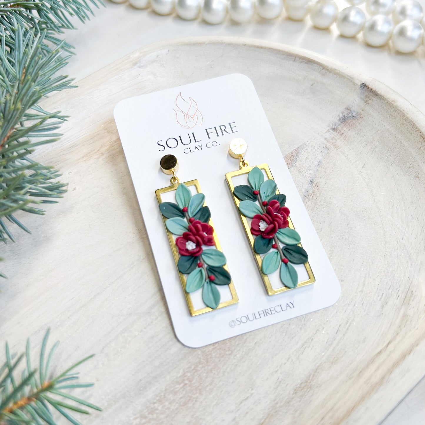 Winter Florals - Christmas Statement Earrings