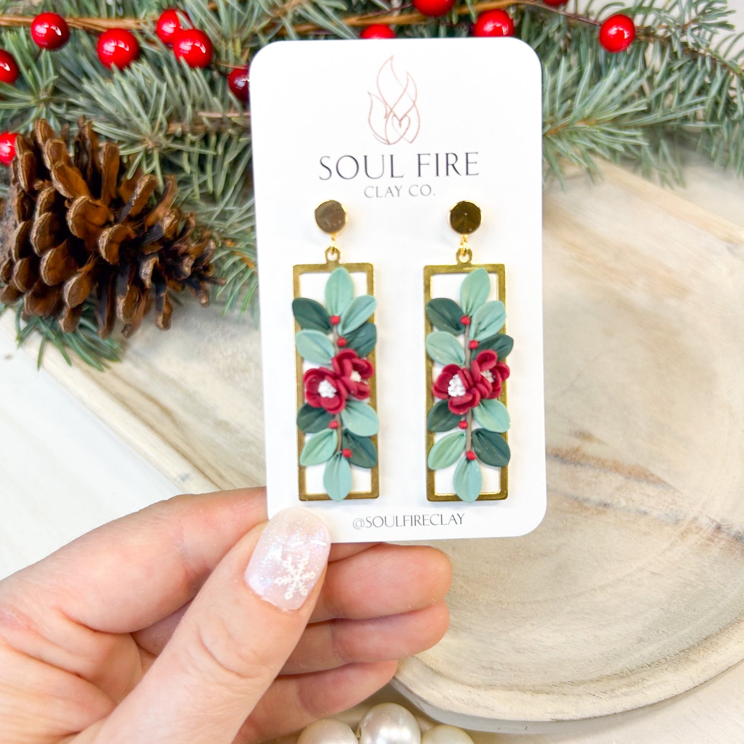 Winter Florals - Christmas Statement Earrings