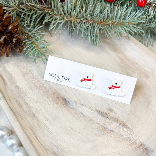 Polar Bear Studs - Christmas Statement Earrings