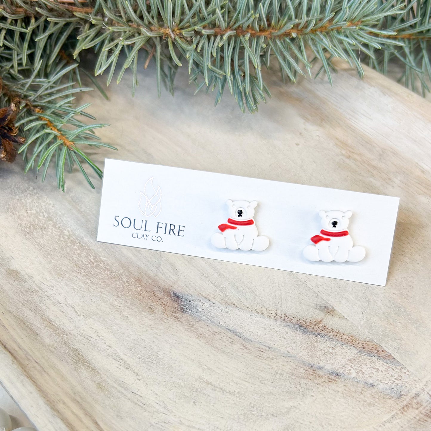 Polar Bear Studs - Christmas Statement Earrings