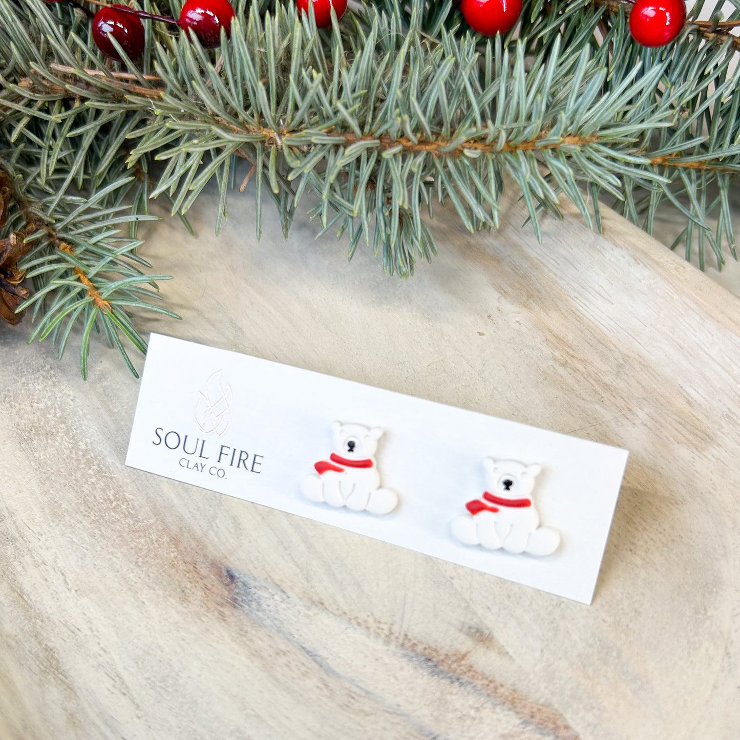 Polar Bear Studs - Christmas Statement Earrings