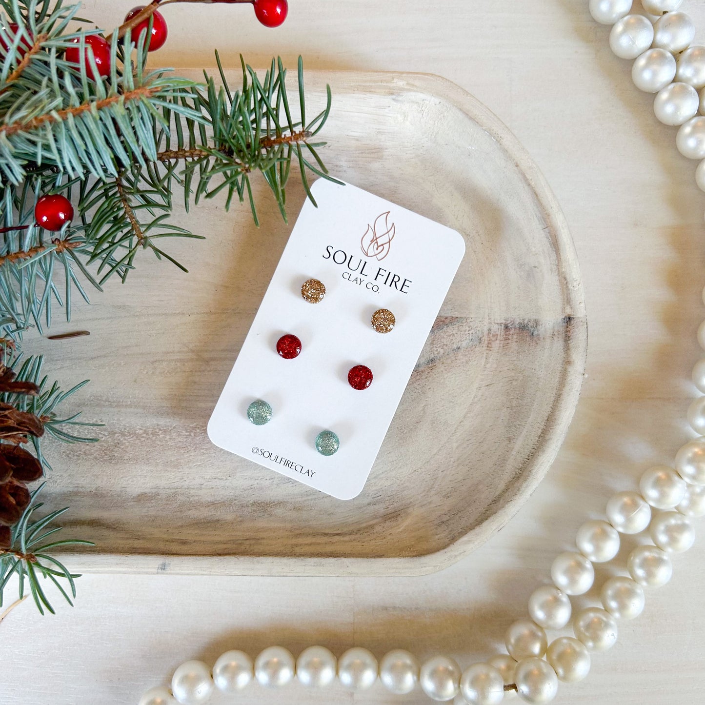 Bling Stud Trio - Christmas Statement Earrings