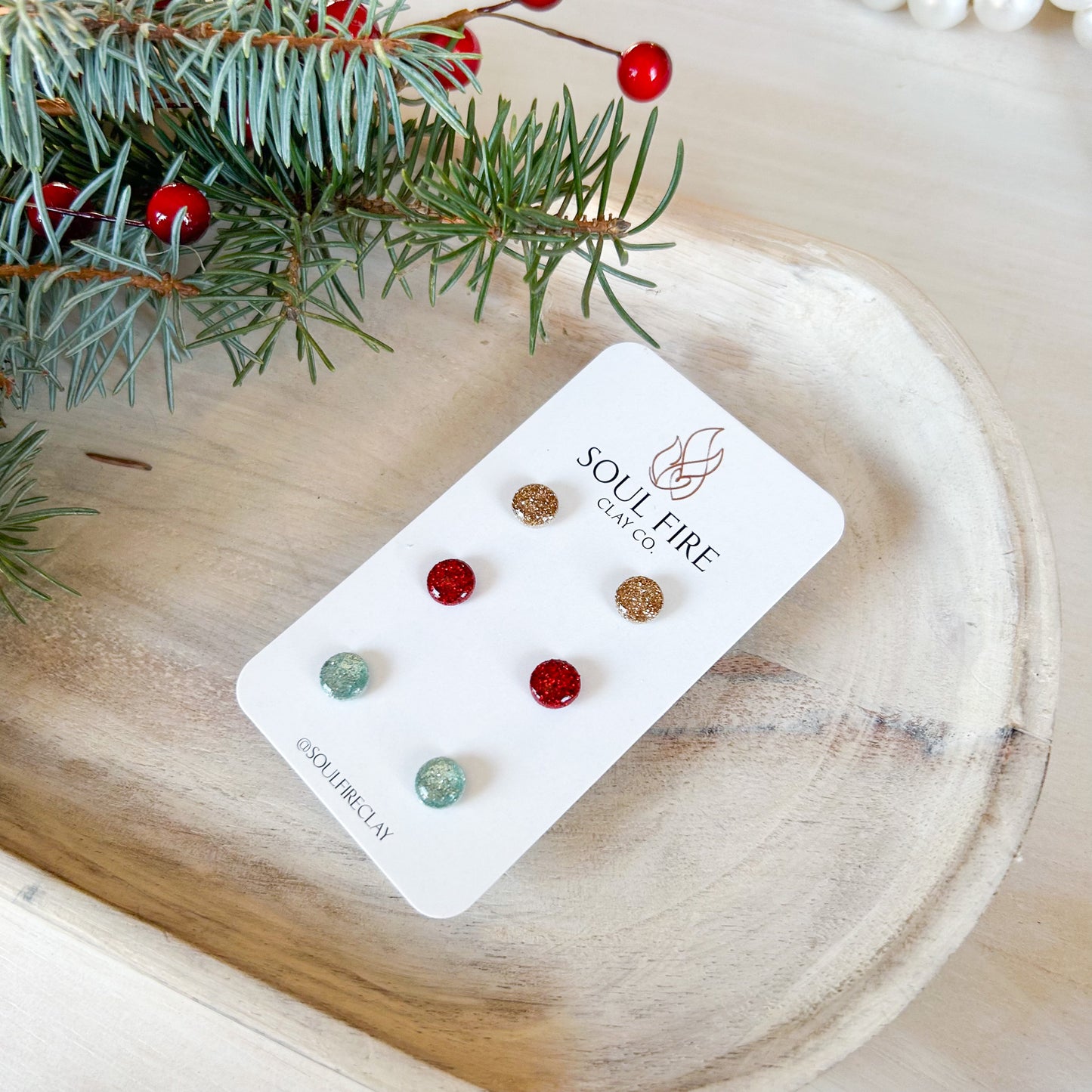 Bling Stud Trio - Christmas Statement Earrings