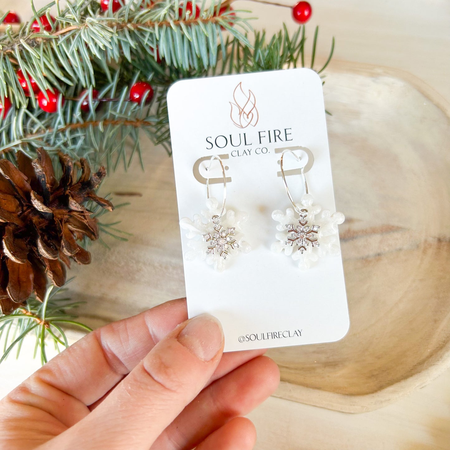 Marbled Snowflake 2 - Christmas Statement Earrings