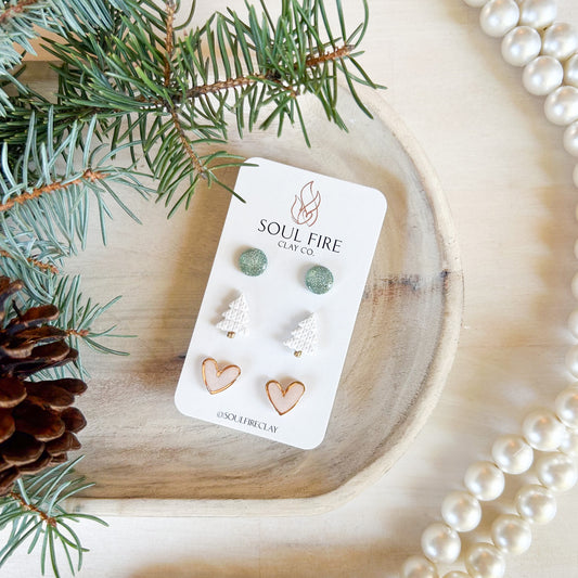 Winter Dreams - Stud Trio - Christmas Statement Earrings