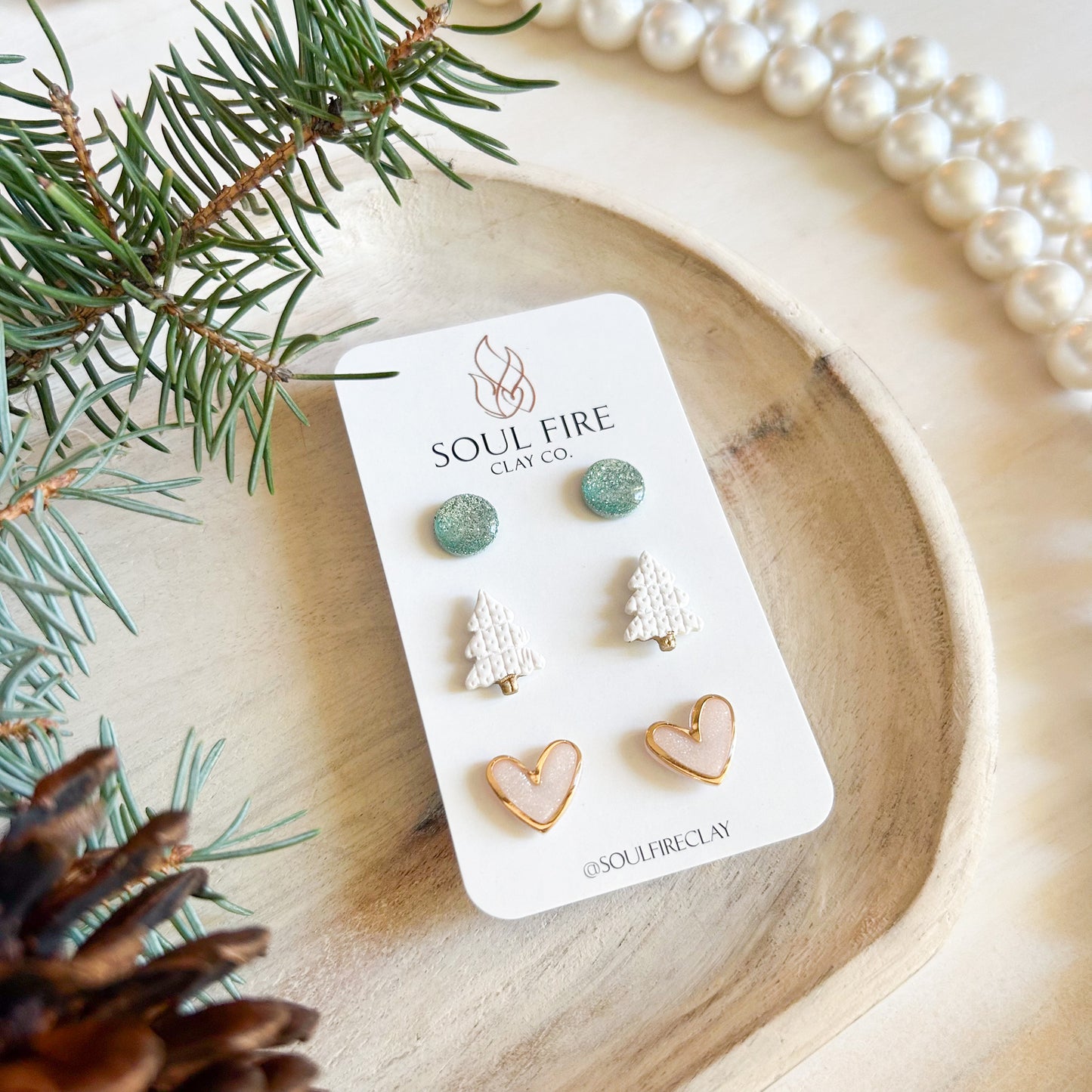 Winter Dreams - Stud Trio - Christmas Statement Earrings