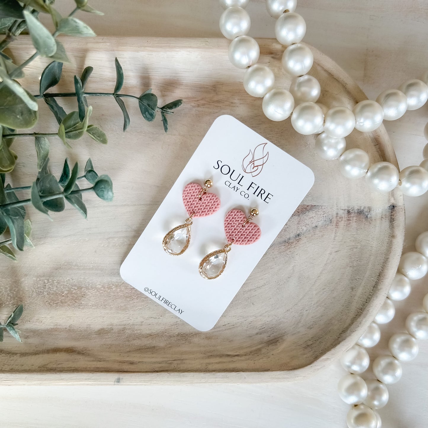 Pink Knit Heart - Valentines - Statement Earrings