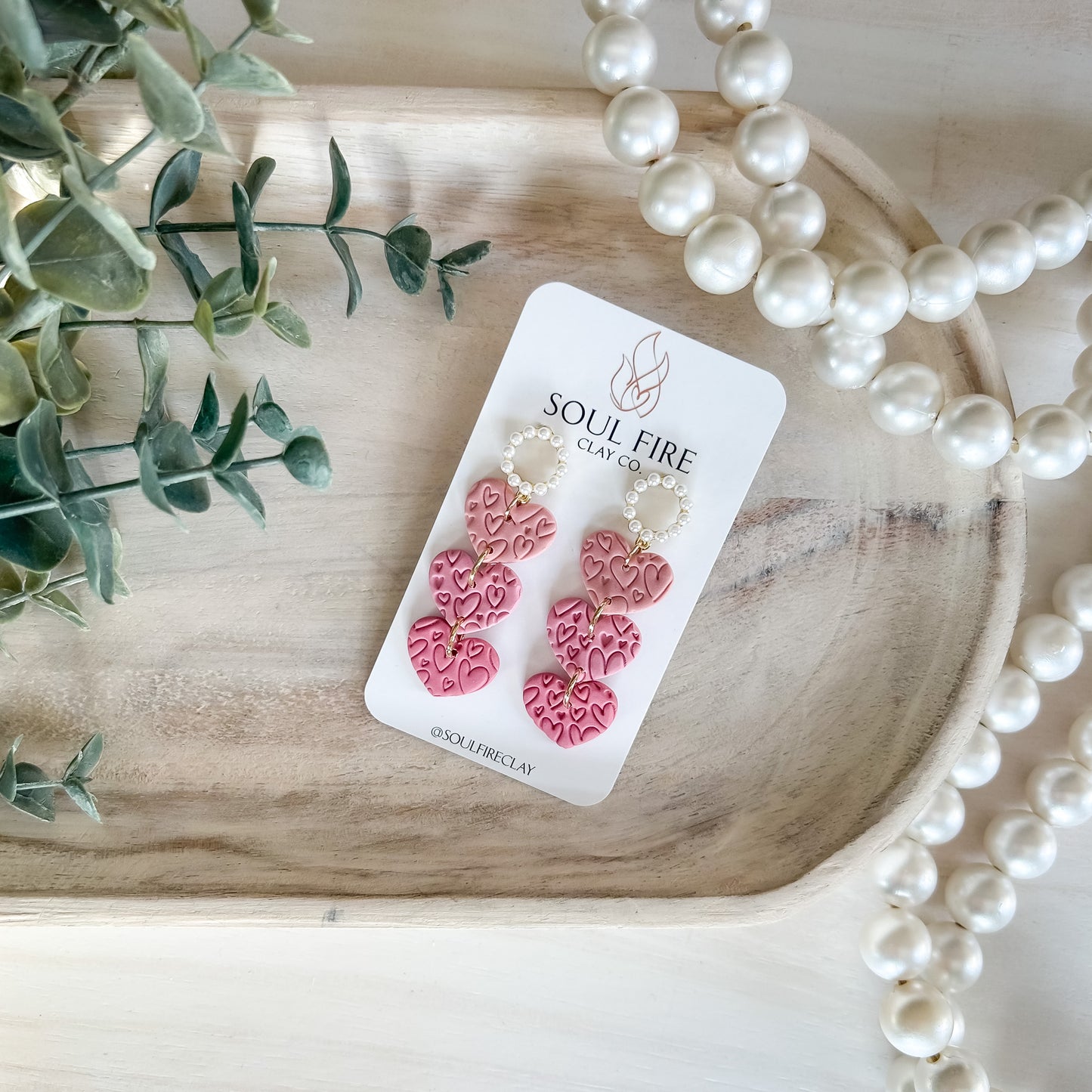 Pearl Heart Trio - Valentines - Statement Earrings