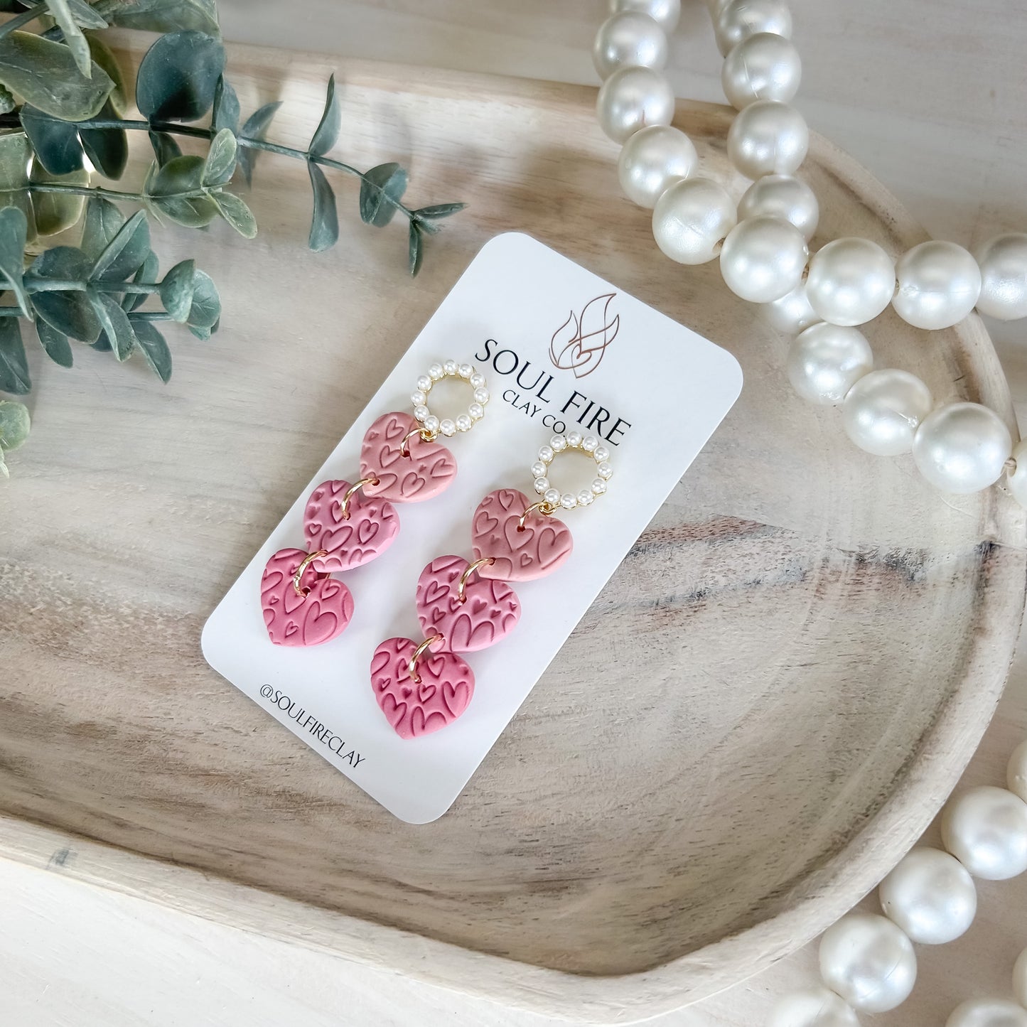 Pearl Heart Trio - Valentines - Statement Earrings