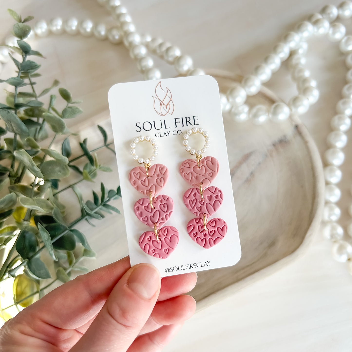 Pearl Heart Trio - Valentines - Statement Earrings