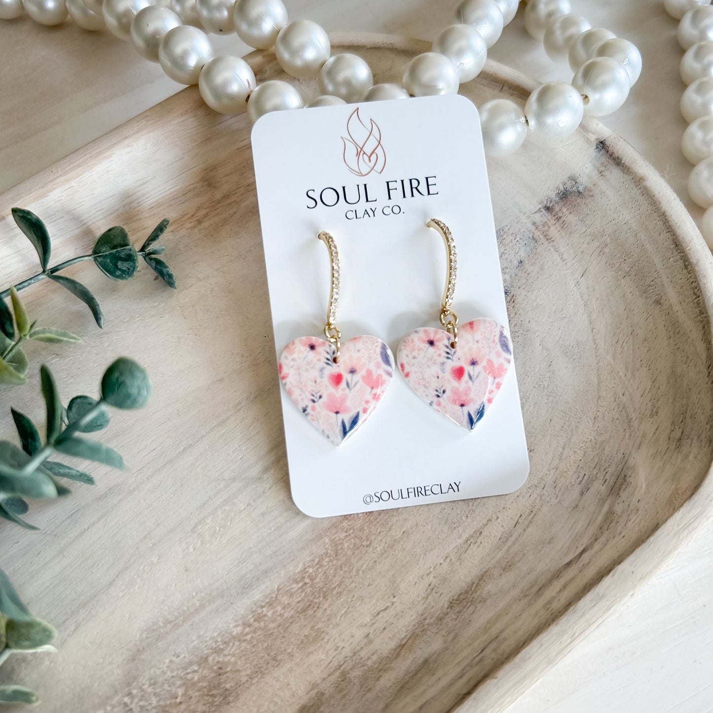 Vintage Floral Heart - Valentines - Statement Earrings