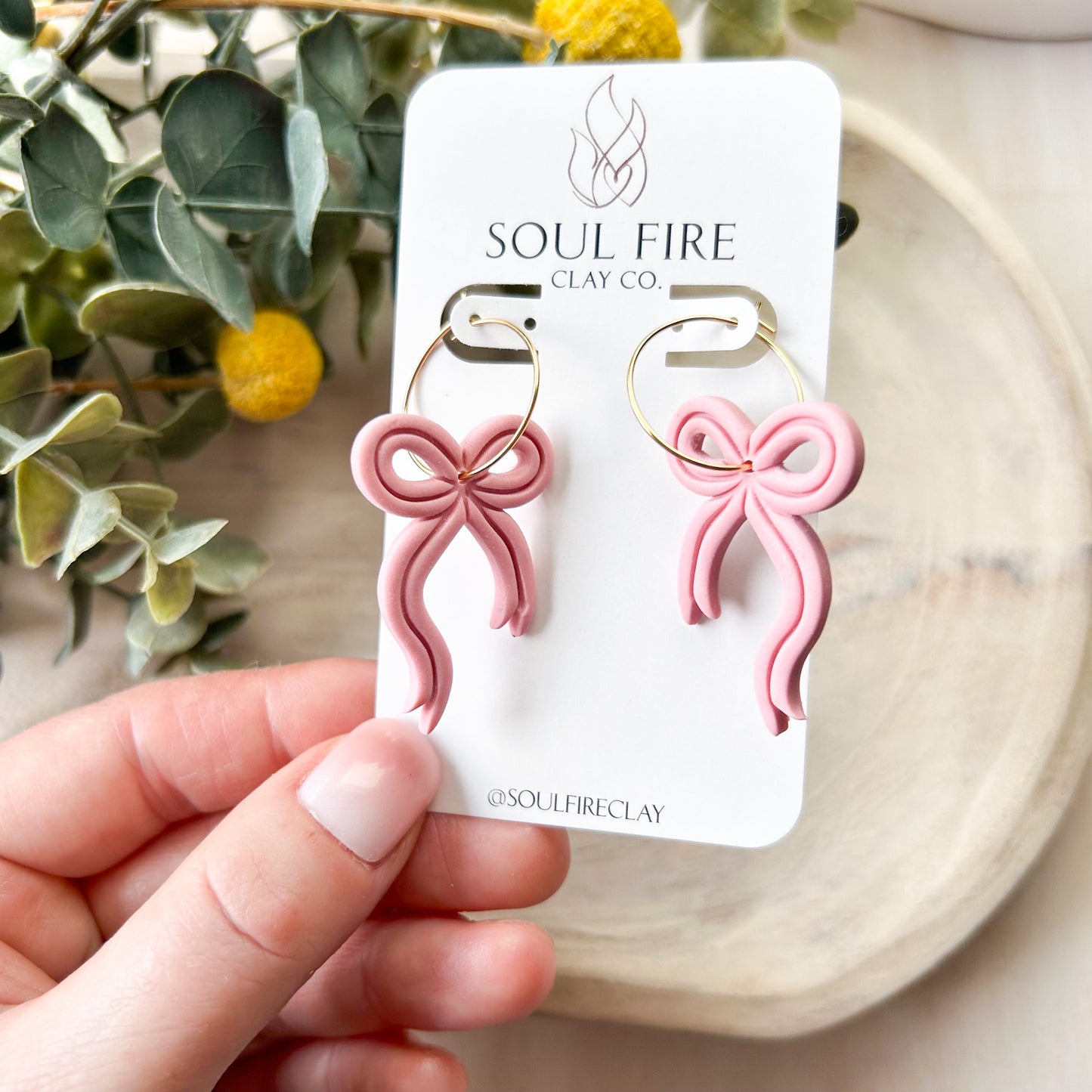 Pink Ribbon Bow Statement Earrings