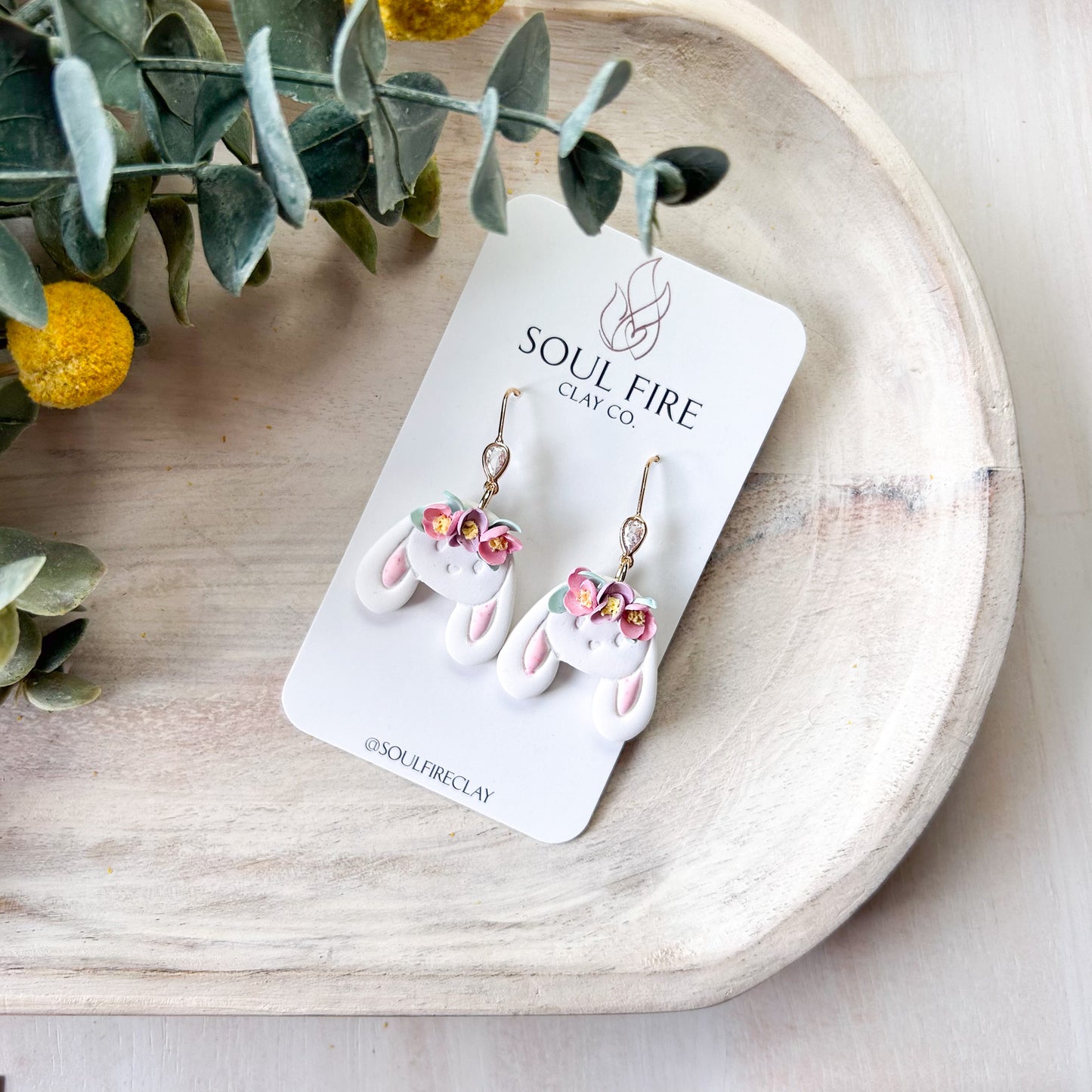 Boho Floral Bunny Statement Earrings
