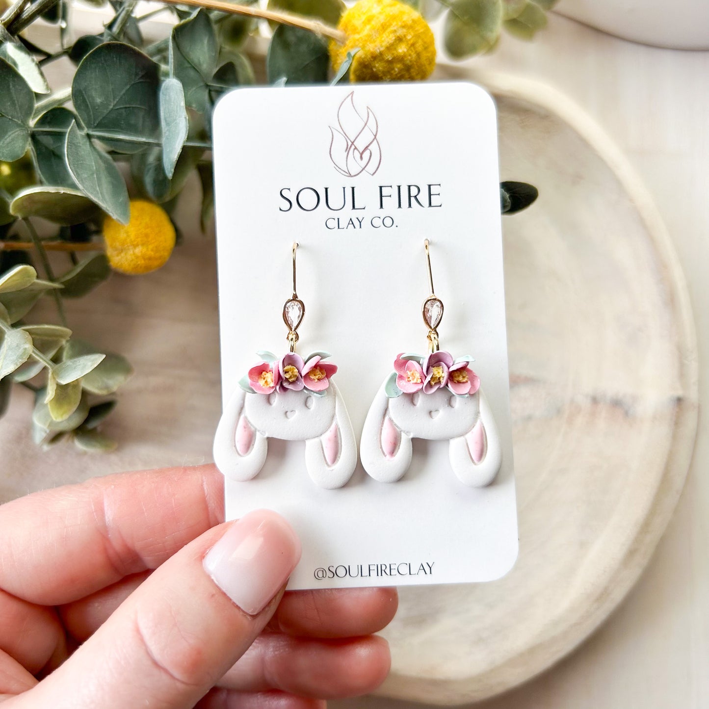 Boho Floral Bunny Statement Earrings