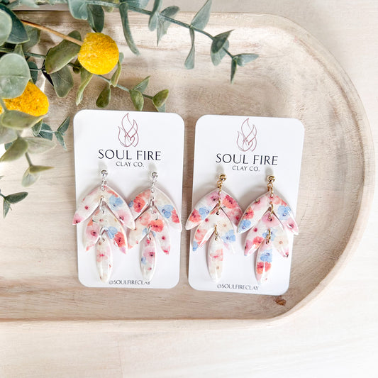 Water-colour Floral Leaf DropStatement Earrings