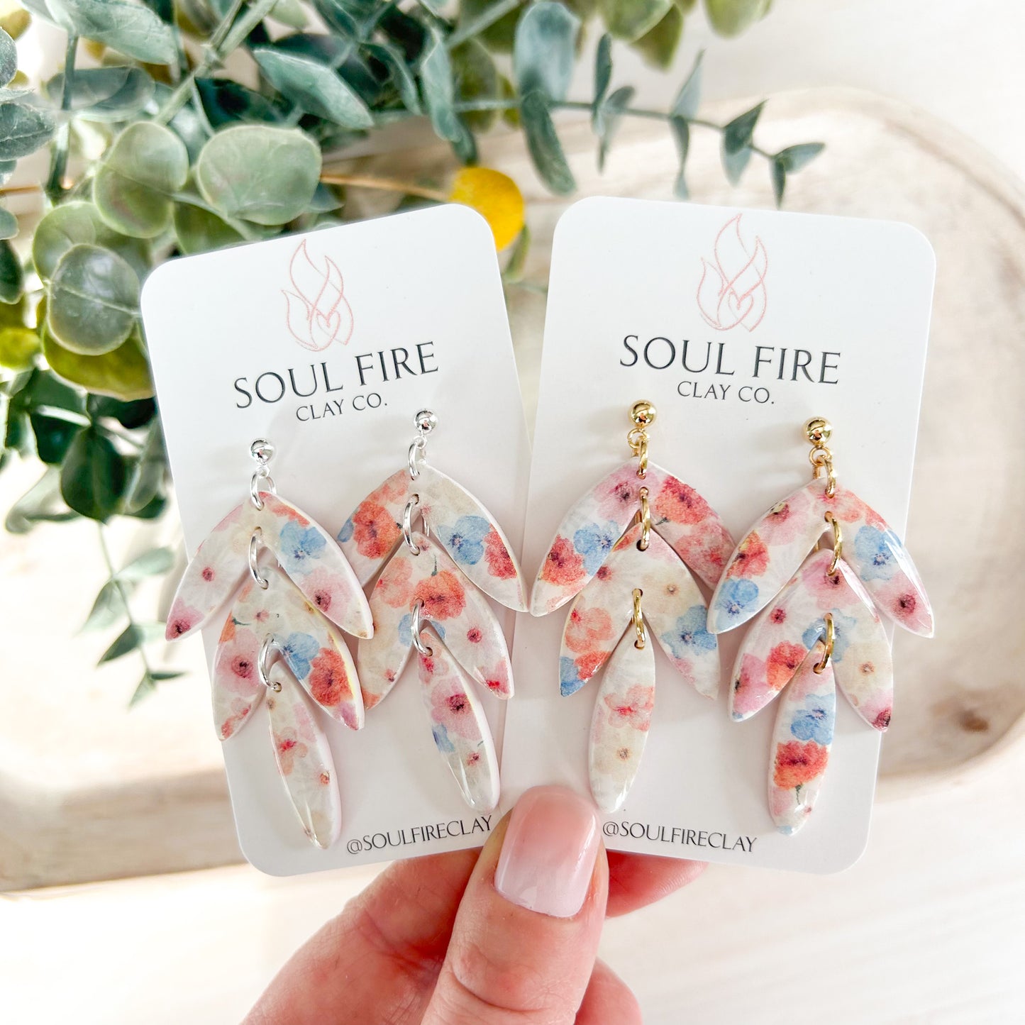 Water-colour Floral Leaf DropStatement Earrings