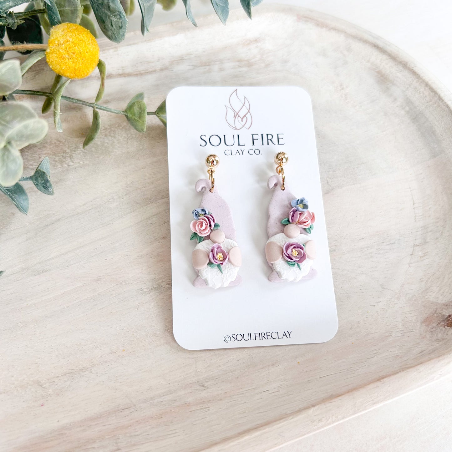 Spring Floral Gnome Statement Earrings