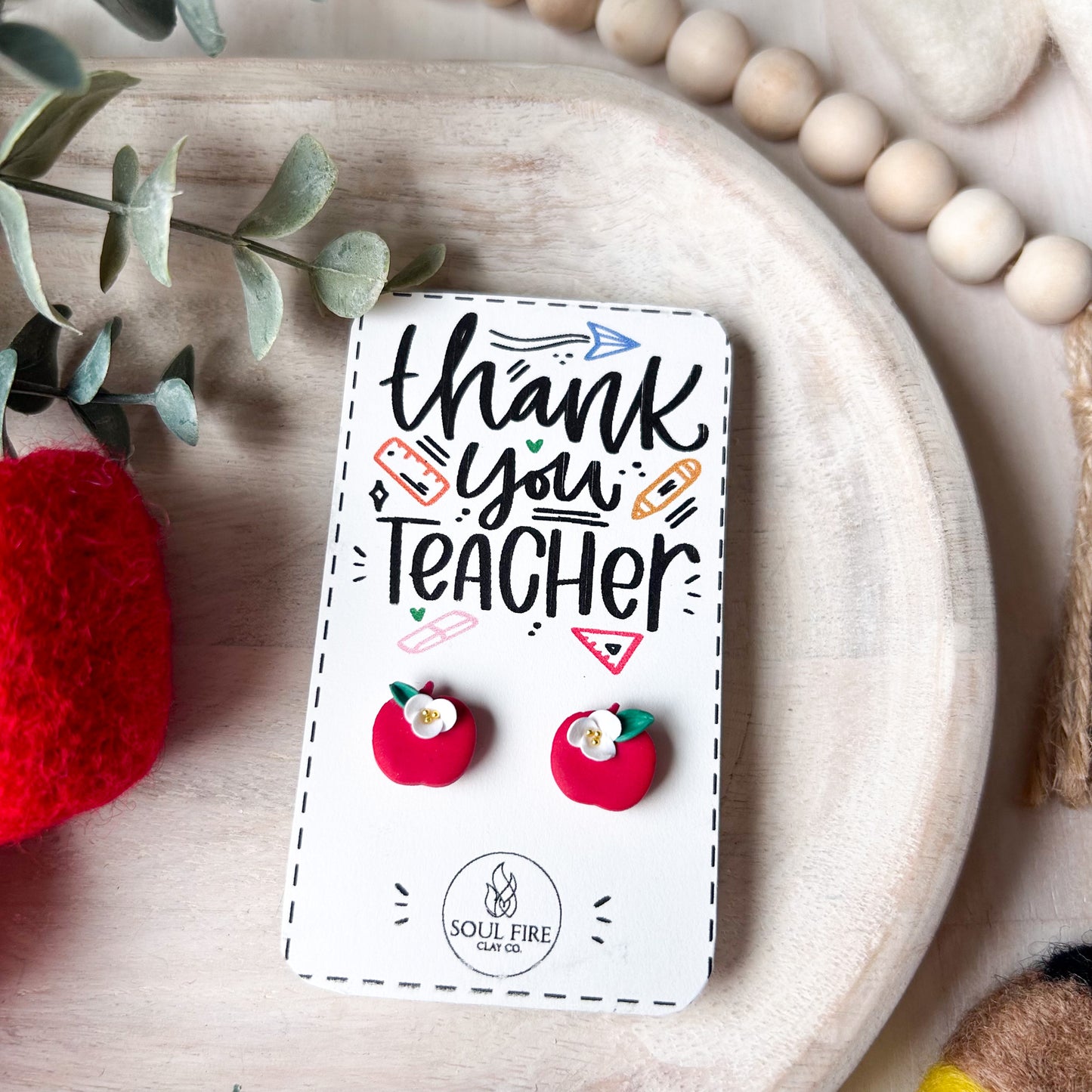 Apples - Educator Teacher Studs - Statement Earrings