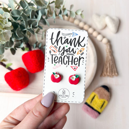Apples - Educator Teacher Studs - Statement Earrings