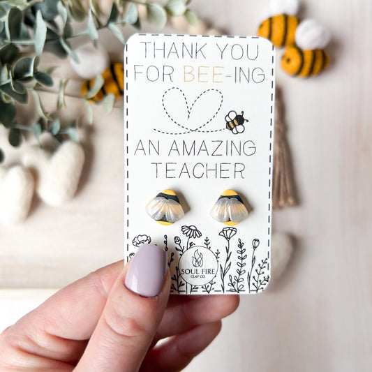 Bee - Educator Teacher Studs - Statement Earrings