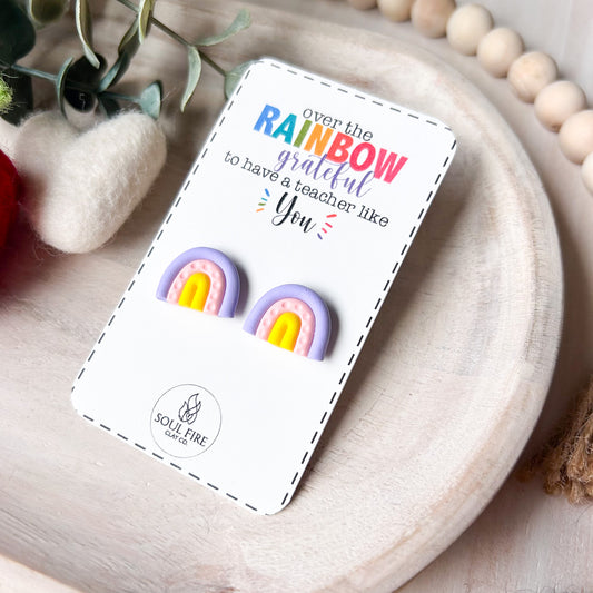 Rainbow (Purple/Pink/Yellow) - Educator Teacher Studs - Statement Earrings