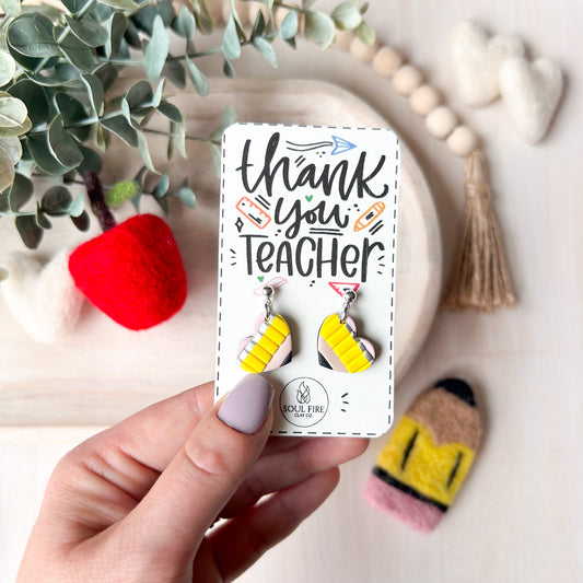 Pencil Heart - Educator Teacher - Statement Earrings