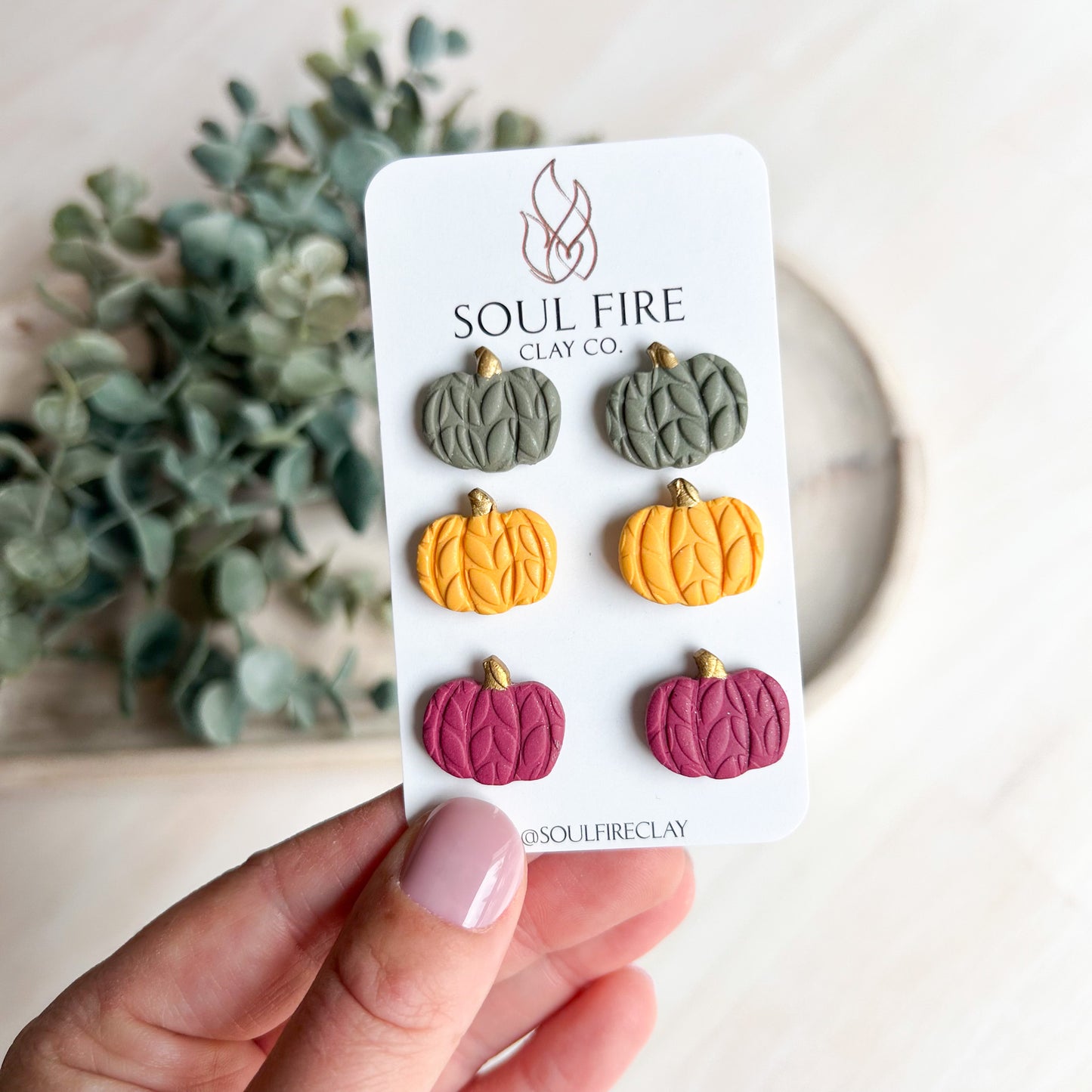 Knit Pumpkin Stud Trio - Fall - Statement Earrings