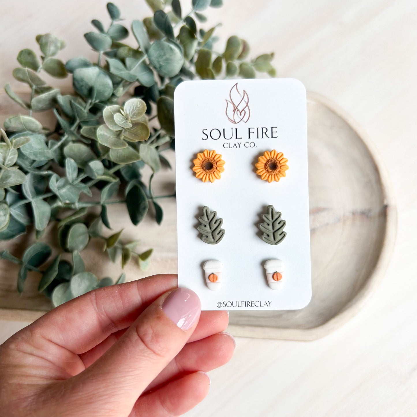 Sunflower, Leaf & PSL - Stud Trio - Fall - Statement Earrings