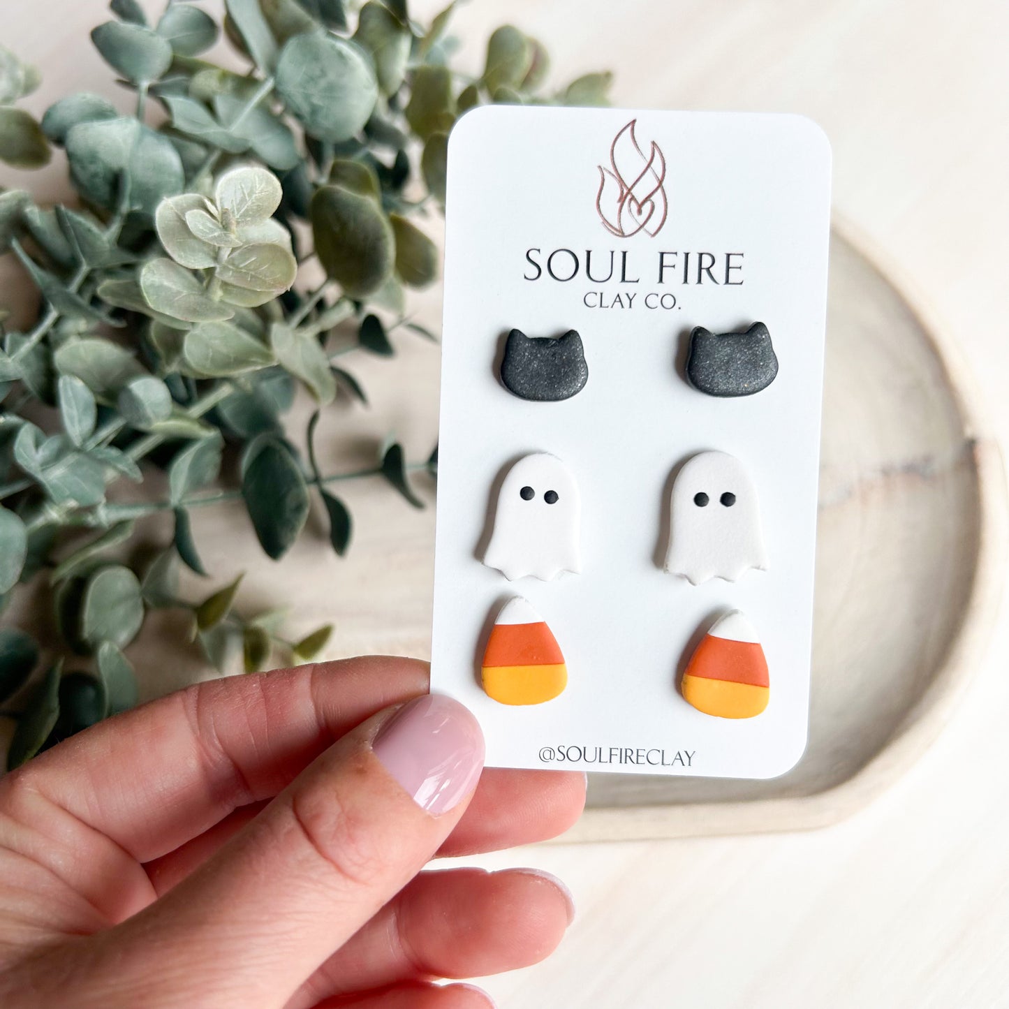 Candy Corn, Cat & Ghost Stud Trio - Fall - Statement Earrings