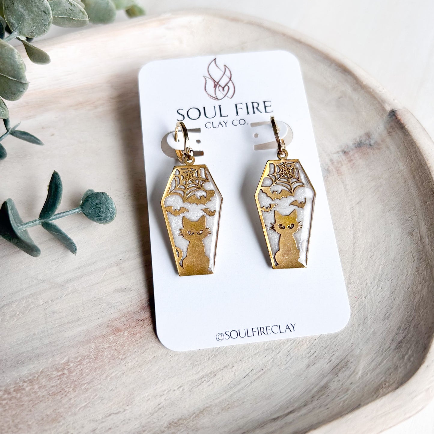 Cat Coffin Silhouette - Statement Earrings