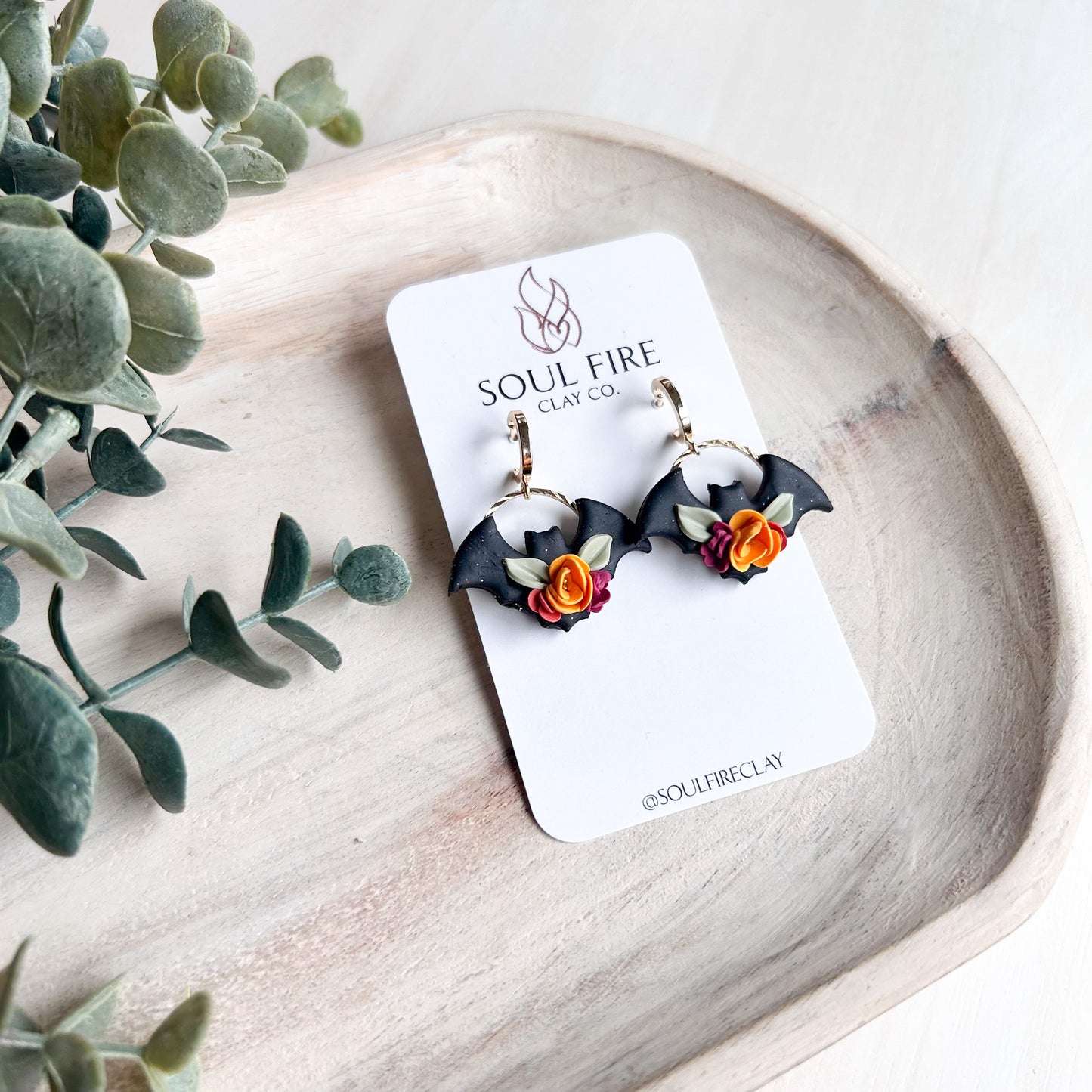 Floral Bat - Fall - Statement Earrings