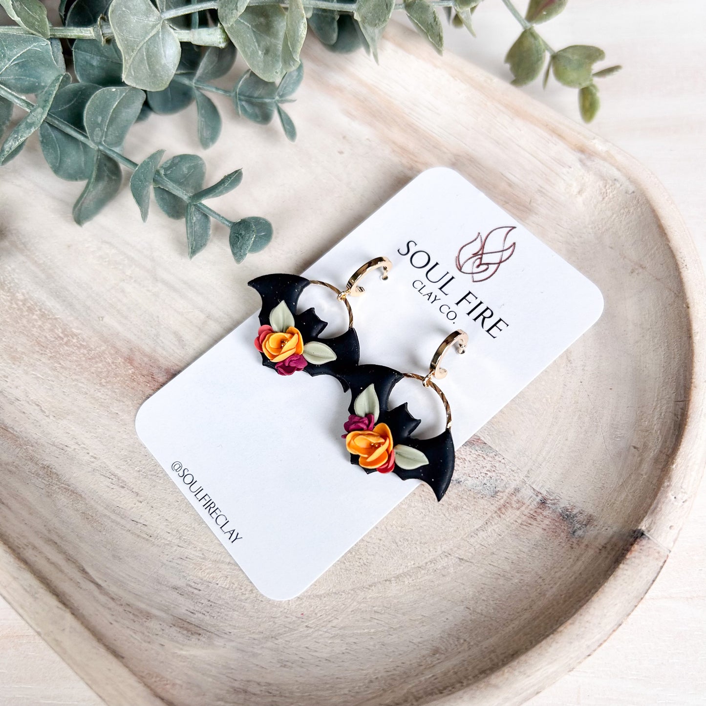 Floral Bat - Fall - Statement Earrings