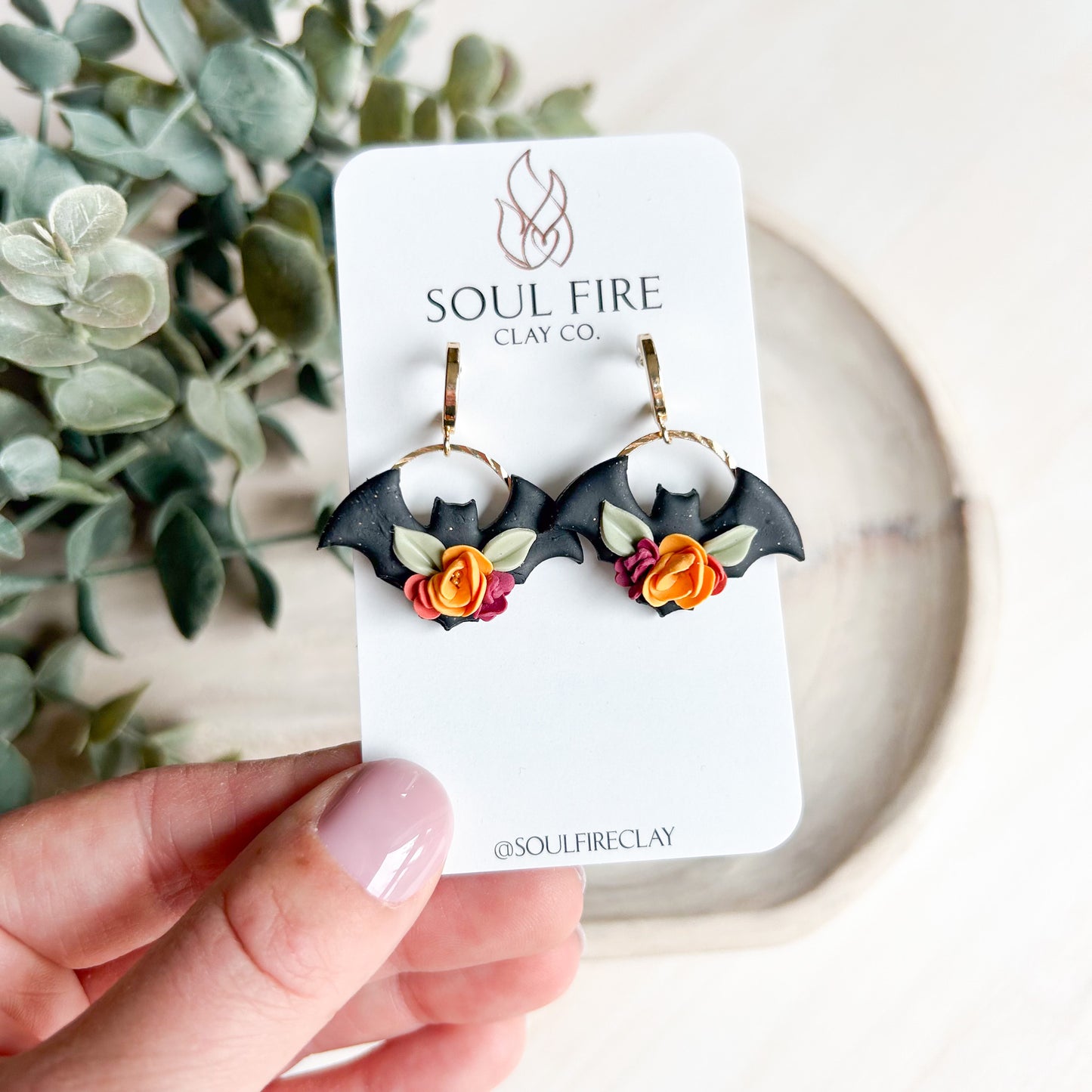 Floral Bat - Fall - Statement Earrings