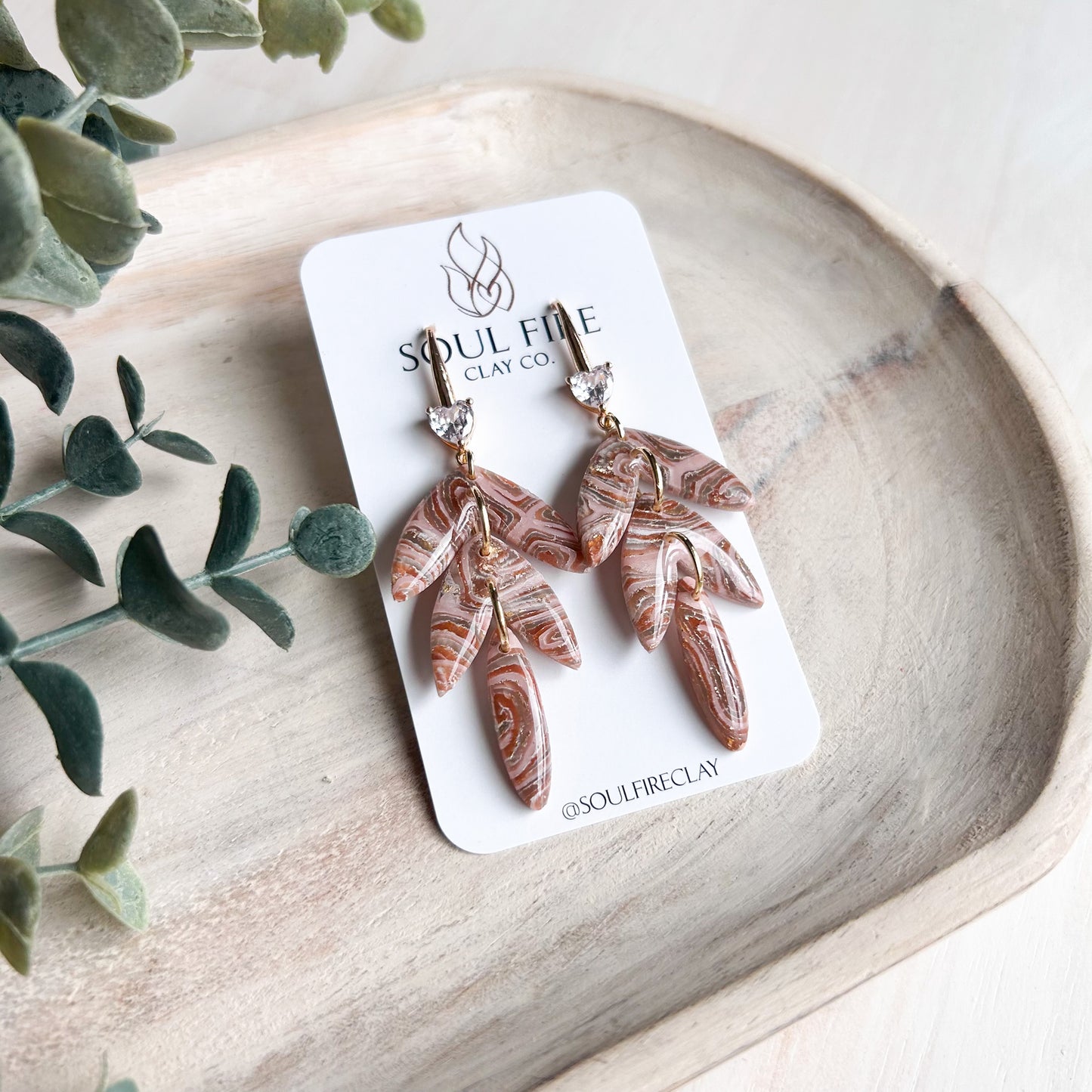 Fall Marbled Leaf Drop - Statement Earrings