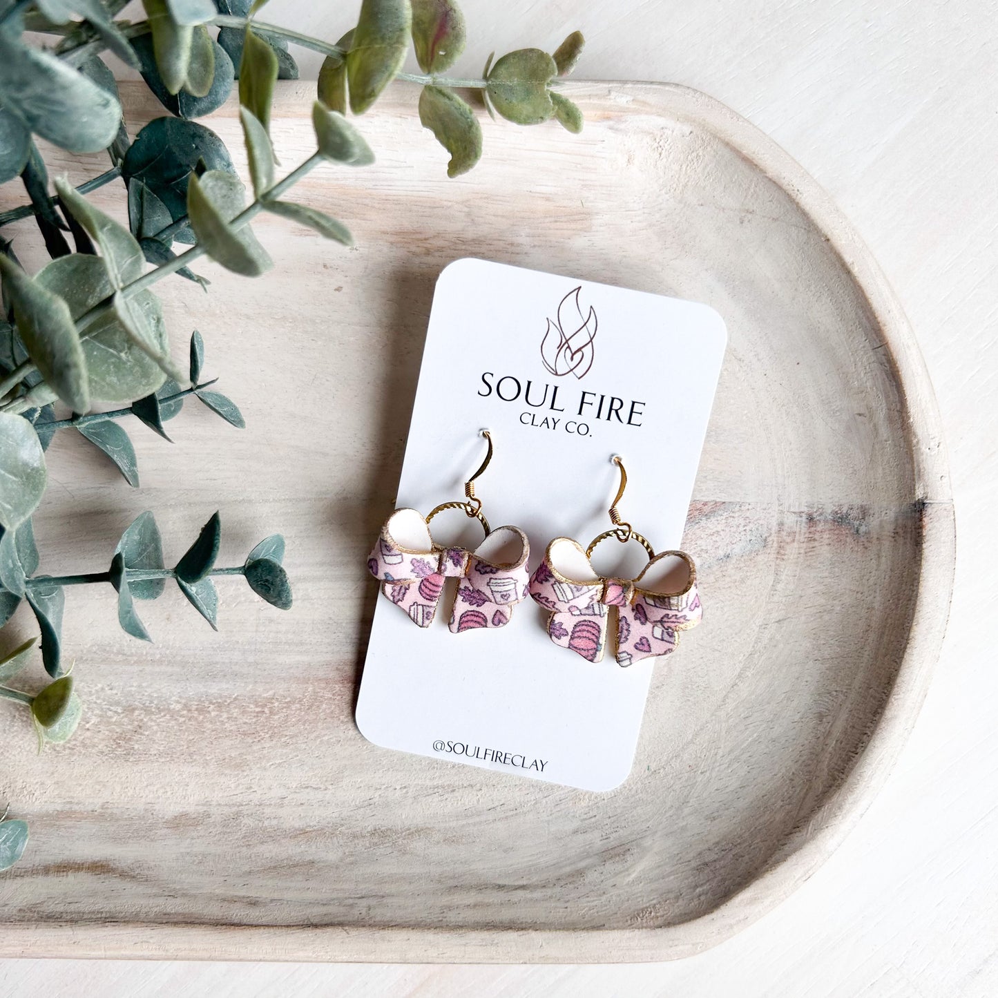 Fall PSL Print Bow - Statement Earrings