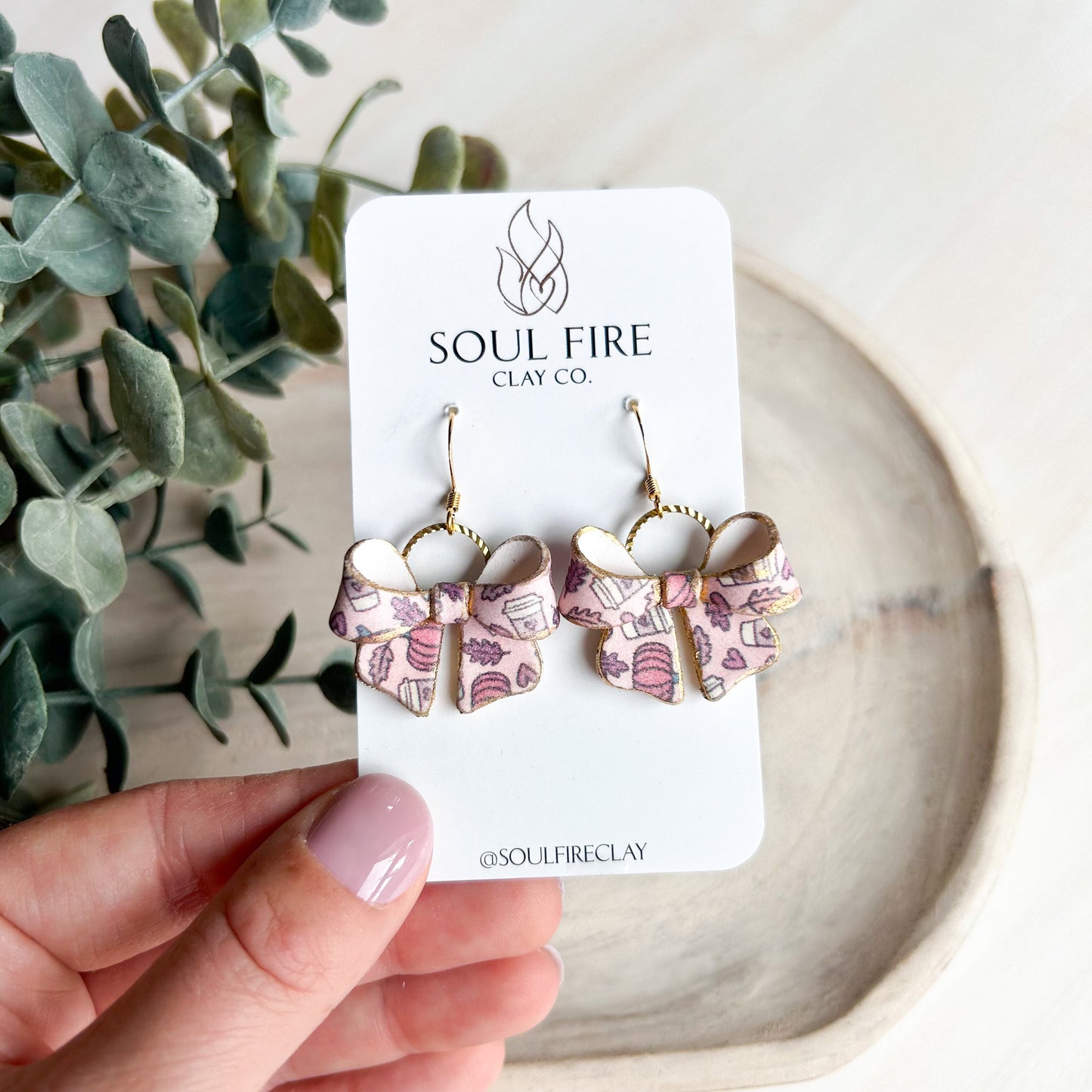 Fall PSL Print Bow - Statement Earrings