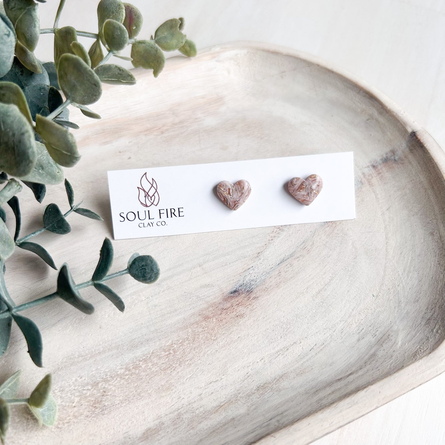 Fall Marbled Heart Stud - Statement Earrings