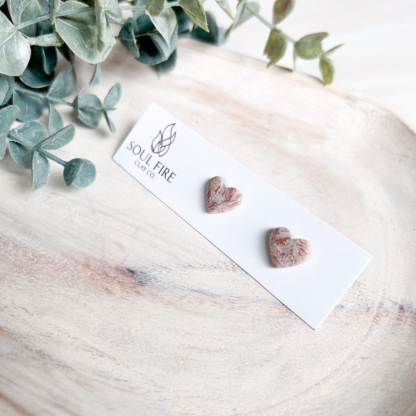 Fall Marbled Heart Stud - Statement Earrings