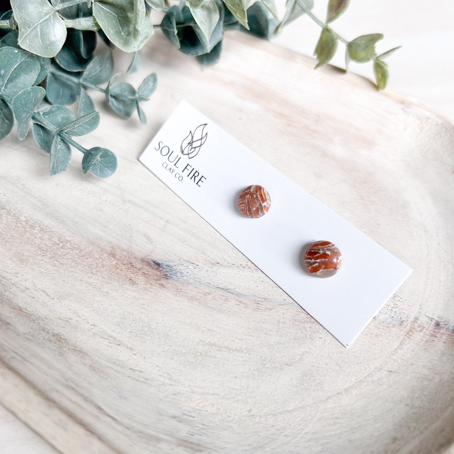 Fall Marbled Circle Stud - Statement Earrings