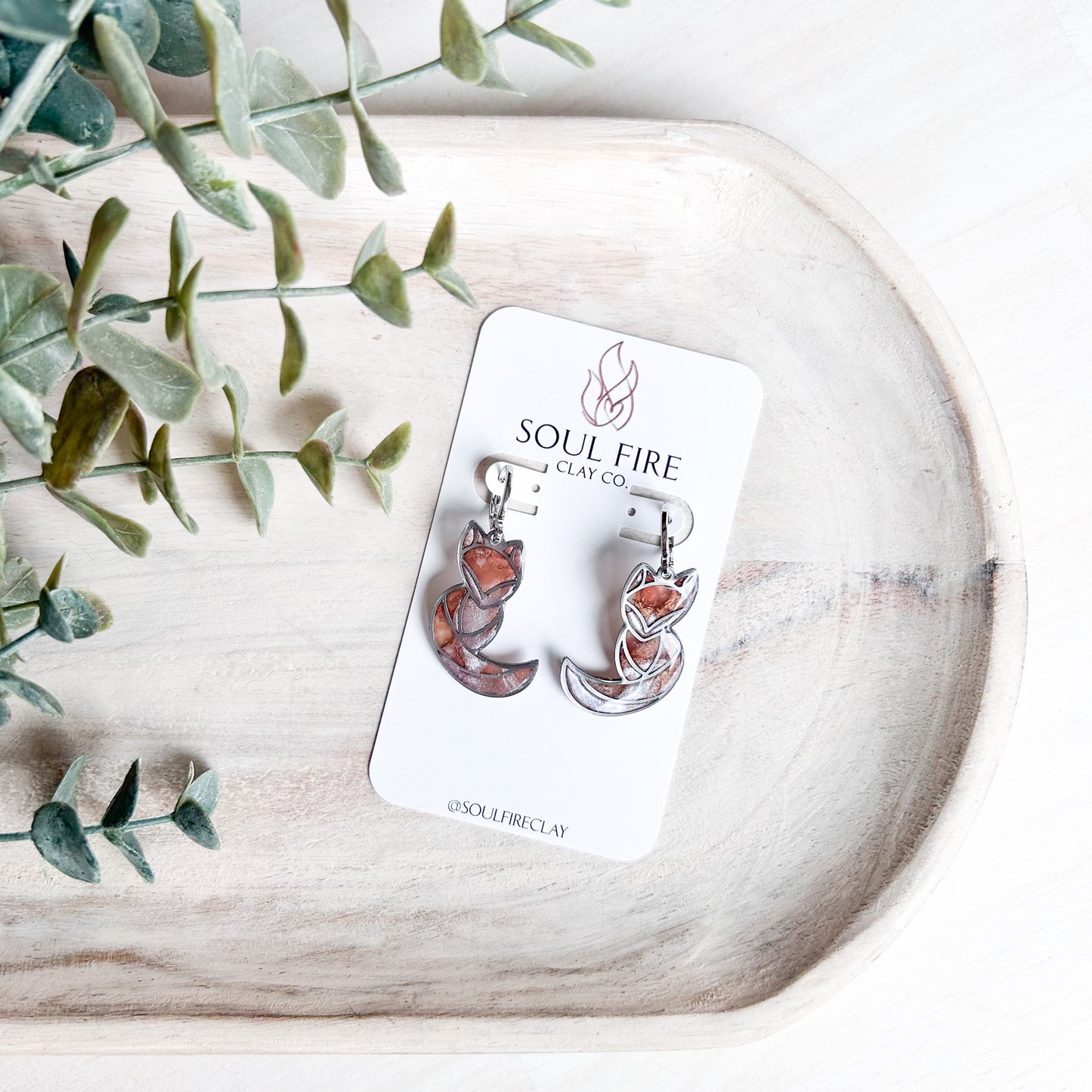 Marbled Fox Dangle- Statement Earrings