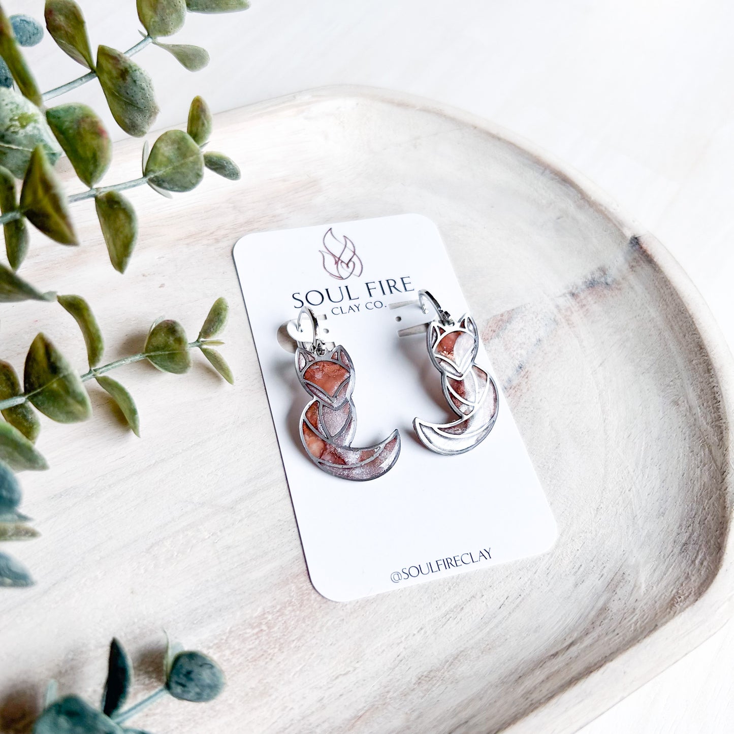 Marbled Fox Dangle- Statement Earrings